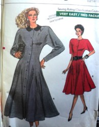7005 EZ VOGUE BUTTON  FLARE SS-LS DRESS LENGTHS PATTERN 6-10,12-16 choice